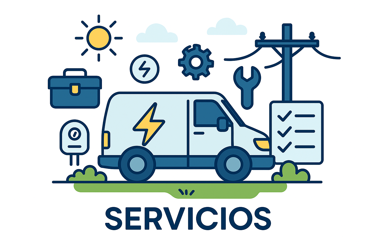 Equipo técnico supervisando una instalación eléctrica